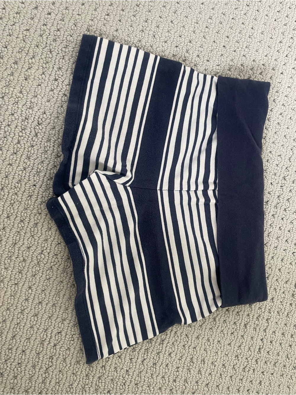 striped navy and white foldover